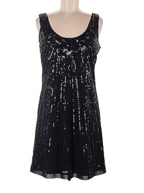 WHBM Women L Black Sequin Sexy Preppy Sleeveless Cocktail Party Tank Dress NWT